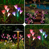 SPRING ARTIFICIAL LILY SOLAR GARDEN STAKE LIGHTS(1 PACK OF 4 LILIES)