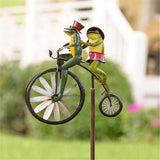 【Mother's day SALES】Frogs on a Vintage Bicycle Metal Wind Spinner