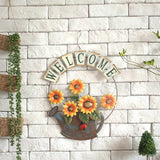 Retro Metal Sunflower Welcome Slogan