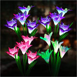 SPRING ARTIFICIAL LILY SOLAR GARDEN STAKE LIGHTS(1 PACK OF 4 LILIES)