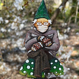 BEAR IN A FERN - GRUMPY BERNIE GARDEN GNOME PLANT/GARDEN STAKE