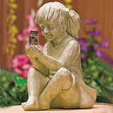 Children holding a can of fireflies - Garden Statue Decoration