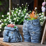 Denim Clothes Pants Resin Flower Pot