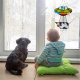 Alien and cow dyed sunbathing window decoration, painted UFO pendant