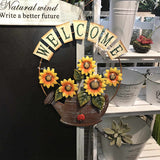 Retro Metal Sunflower Welcome Slogan