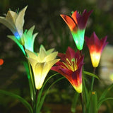 SPRING ARTIFICIAL LILY SOLAR GARDEN STAKE LIGHTS(1 PACK OF 4 LILIES)