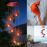 Solar Cardinal Red Bird Wind Chime Light