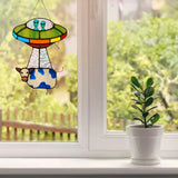 Alien and cow dyed sunbathing window decoration, painted UFO pendant