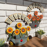 Retro Metal Sunflower Welcome Slogan