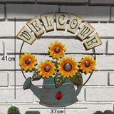 Retro Metal Sunflower Welcome Slogan