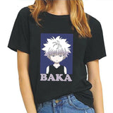 Hunter X Hunter Killua Baka Vogue Print Tshirt Short-Sleeved O-Neck Summer Top Funny T Shirts Women Ulzzang Harajuku Tees